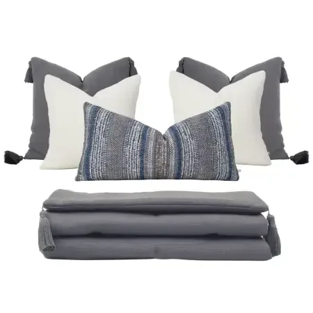 Aven Kırlent Kılıfı 35x70 cm Lacivert- Gri - PENELOPE (1)