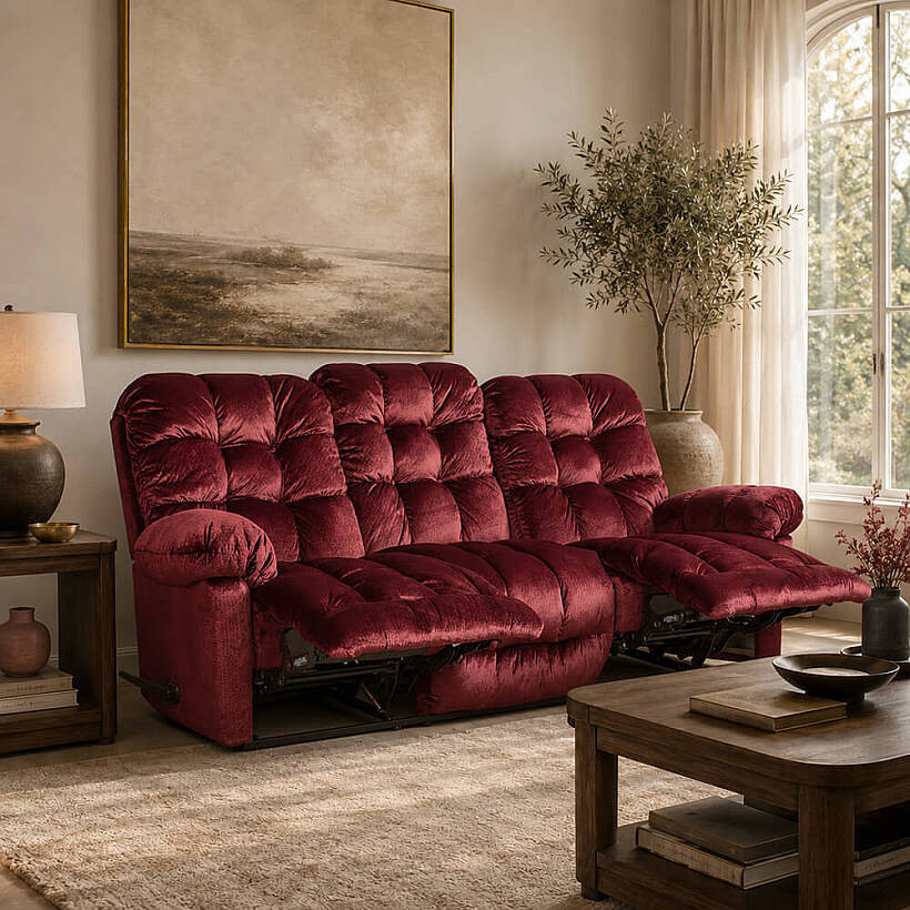 Brosmer 3'lü Kanepe ve TV Koltuğu Bordo - Best Home Furnishings - 