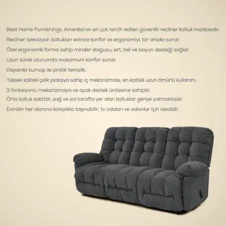 Brosmer 3'lü Kanepe ve TV Koltuğu Mavi - Best Home Furnishings - Penelope