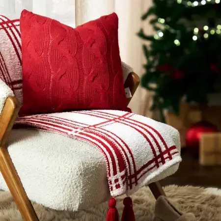 Triko Kırlent Kılıfı Kırmızı 45x45 cm - Cabella Serisi - 3