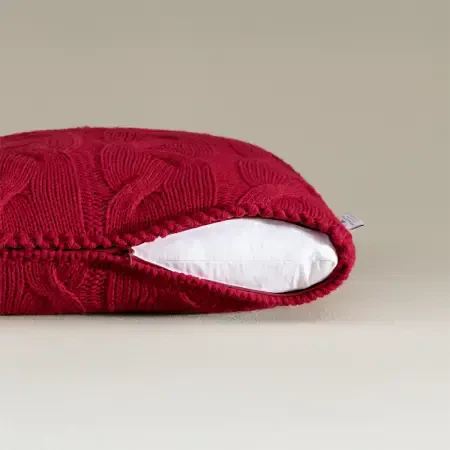 Triko Kırlent Kılıfı Kırmızı 45x45 cm - Cabella Serisi - 4