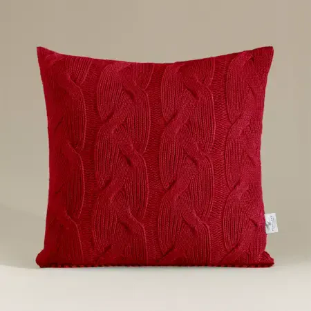 Triko Kırlent Kılıfı Kırmızı 45x45 cm - Cabella Serisi - 2