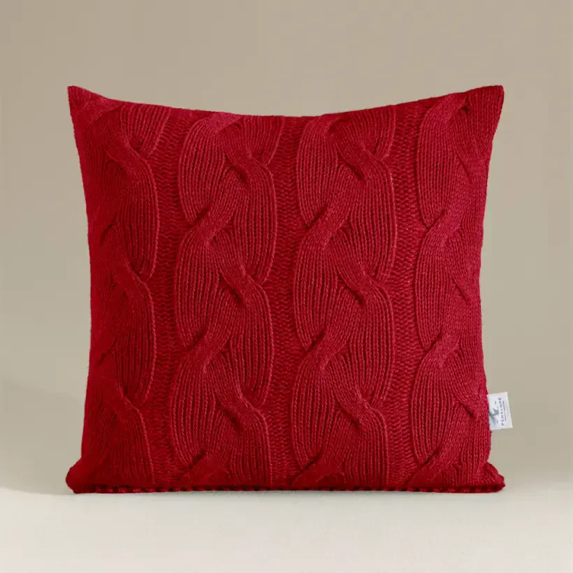 Triko Kırlent Kılıfı Kırmızı 45x45 cm - Cabella Serisi - 