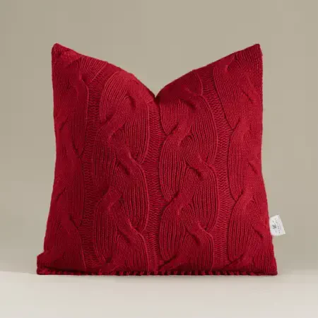 Triko Kırlent Kılıfı Kırmızı 45x45 cm - Cabella Serisi - 5
