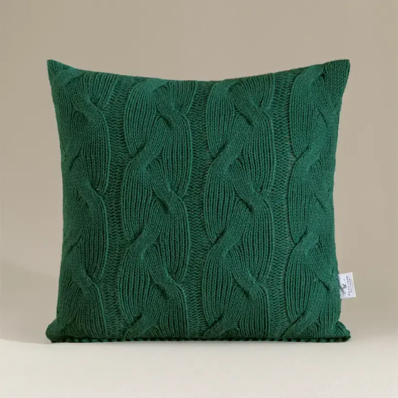 Triko Kırlent Kılıfı Yeşil 45x45 cm - Cabella Serisi - 