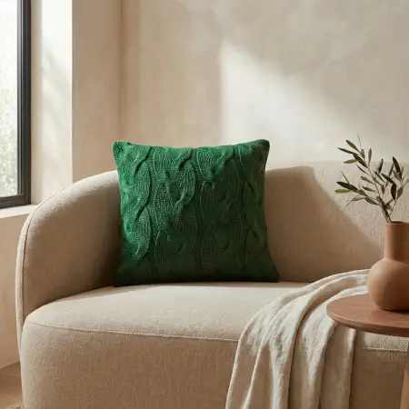 Triko Kırlent Kılıfı Yeşil 45x45 cm - Cabella Serisi 