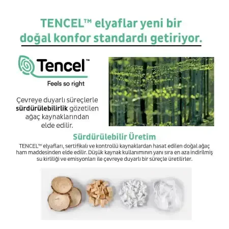 %100 TENCEL™ Lastikli Çarşaf Seti 200x200 cm Pudra - Celine Serisi - 6