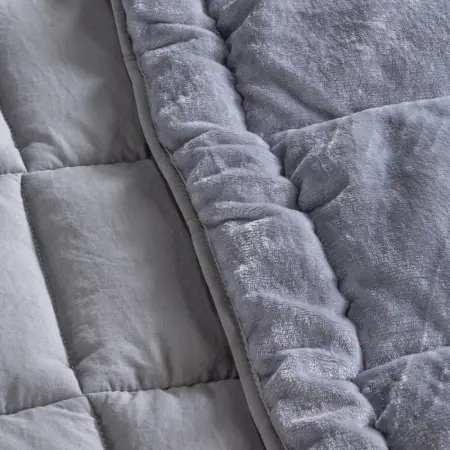 Çift Kişilik Çift Taraflı Welsoft Yorgan Gri 195x215 cm - Velour Serisi - 4