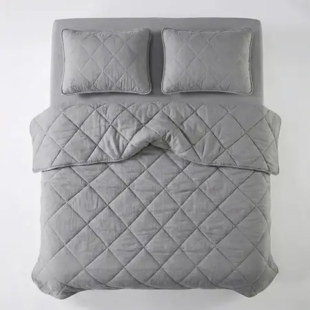 Microfiber Kumaş Çift Kişilik Gri Yastık Yorgan Seti - Colors in Comfort - 2