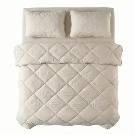 Microfiber Kumaş Çift Kişilik Krem Yastık Yorgan Seti - Colors in Comfort - 2