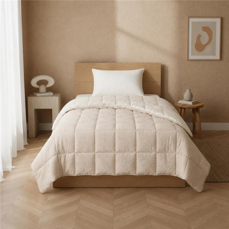 Çift Taraflı Welsoft Comforter Yorgan Seti Krem - Dormio Soft Bloom Serisi - 2