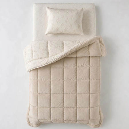 Çift Taraflı Welsoft Comforter Yorgan Seti Krem - Dormio Soft Bloom Serisi - 4