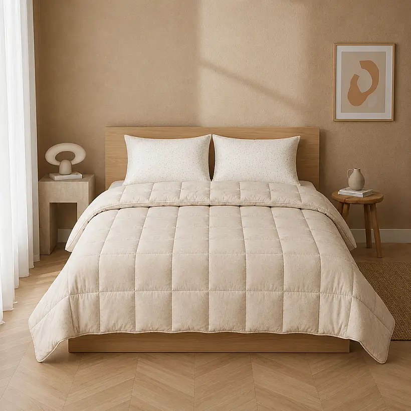 Çift Taraflı Welsoft Comforter Yorgan Seti Krem - Dormio Soft Bloom Serisi - 