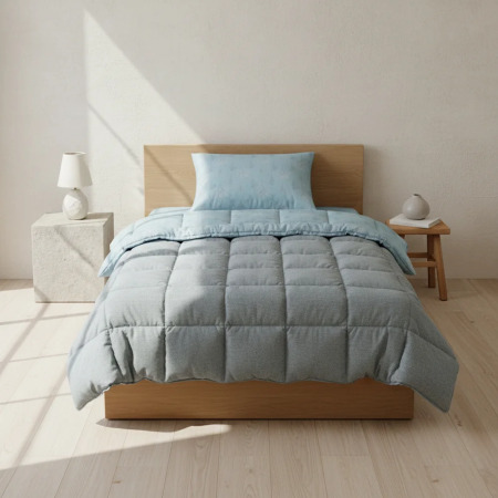 Çift Taraflı Welsoft Comforter Yorgan Seti Mavi - Dormio Soft Bloom Serisi - 2