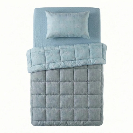 Çift Taraflı Welsoft Comforter Yorgan Seti Mavi - Dormio Soft Bloom Serisi - 5