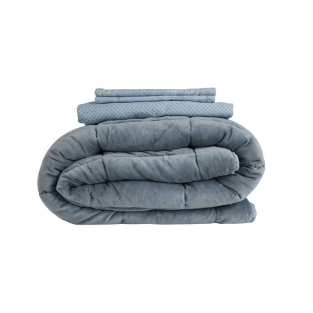 Çift Taraflı Welsoft Comforter Yorgan Seti Mavi - Dormio Soft Bloom Serisi - 7