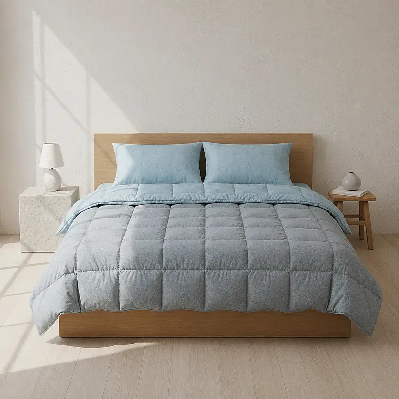 Çift Taraflı Welsoft Comforter Yorgan Seti Mavi - Dormio Soft Bloom Serisi - 