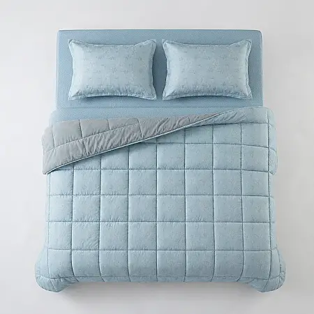 Çift Taraflı Welsoft Comforter Yorgan Seti Mavi - Dormio Soft Bloom Serisi - 12