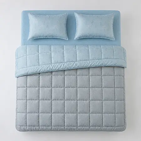 Çift Taraflı Welsoft Comforter Yorgan Seti Mavi - Dormio Soft Bloom Serisi - 13