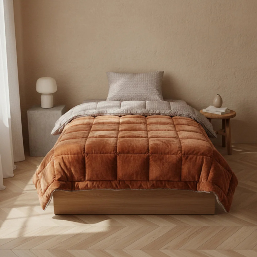 Çift Taraflı Welsoft Comforter Yorgan Seti Turuncu - Dormio Soft Trigo Serisi - 