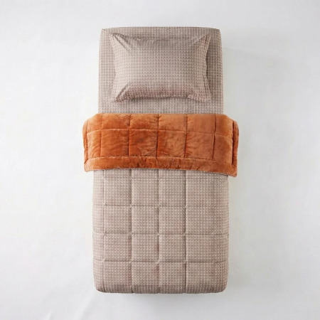 Çift Taraflı Welsoft Comforter Yorgan Seti Turuncu - Dormio Soft Trigo Serisi - 12