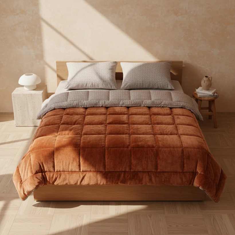 Çift Taraflı Welsoft Comforter Yorgan Seti Turuncu - Dormio Soft Trigo Serisi - 