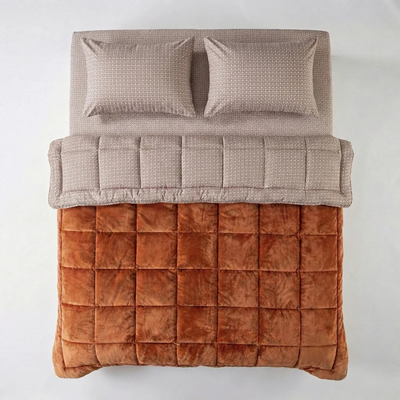 Çift Taraflı Welsoft Comforter Yorgan Seti Turuncu - Dormio Soft Trigo Serisi - 