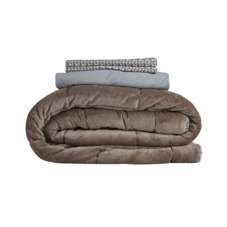 Çift Taraflı Welsoft Comforter Yorgan Seti Vizon - Dormio Soft Trigo Serisi 