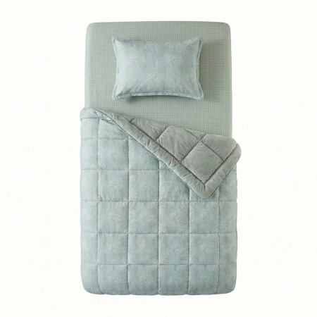 Çift Taraflı Welsoft Comforter Yorgan Seti Yeşil - Dormio Soft Bloom Serisi - 4