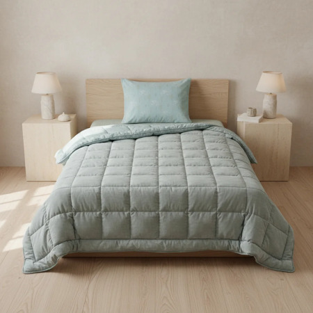 Çift Taraflı Welsoft Comforter Yorgan Seti Yeşil - Dormio Soft Bloom Serisi - 6