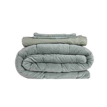 Çift Taraflı Welsoft Comforter Yorgan Seti Yeşil - Dormio Soft Bloom Serisi - 14