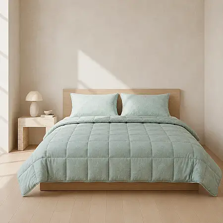 Çift Taraflı Welsoft Comforter Yorgan Seti Yeşil - Dormio Soft Bloom Serisi - 7