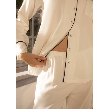 %100 Viskon Pijama Takımı Ekru M - Cool White Serisi - 5