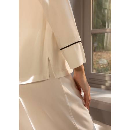%100 Viskon Pijama Takımı Ekru XL - Cool White Serisi - 3