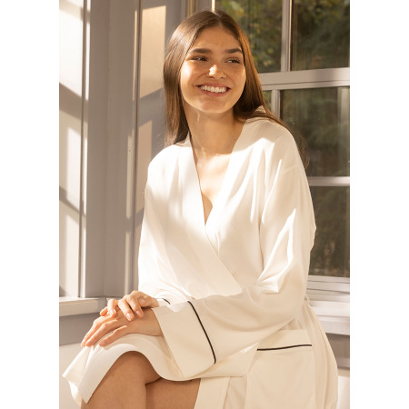 %100 Viskon Sabahlık Ekru - Cool White Serisi - 3
