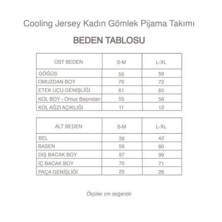 Cooling Jersey Kadın Gömlek Pijama Takımı - Gri - 7