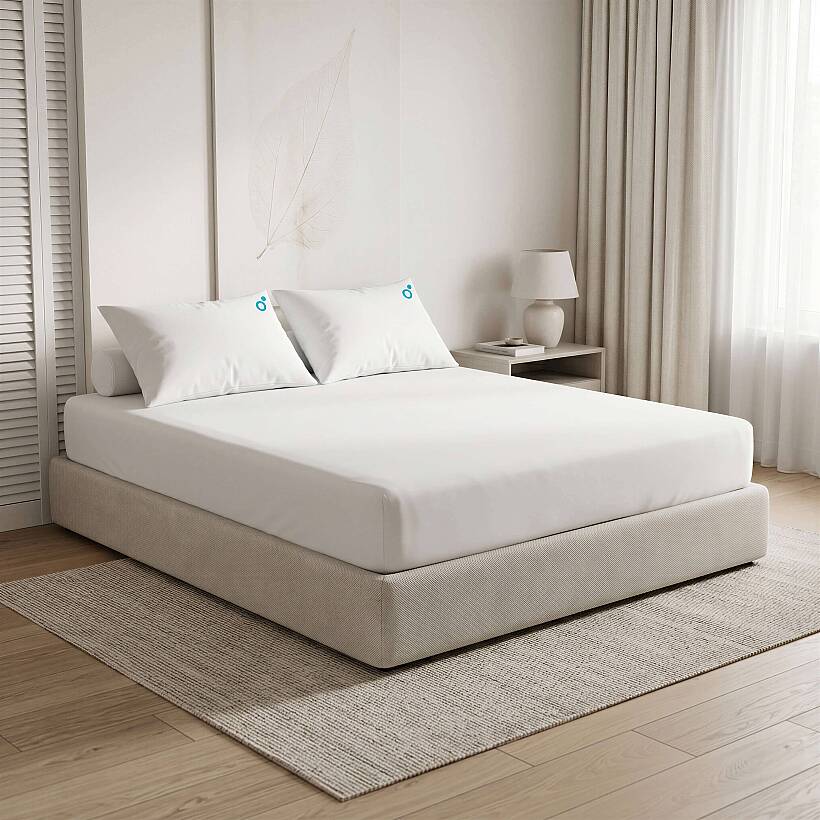 Cooling Sheet Beyaz Çift Kişilik Lastikli Çarşaf Seti - 