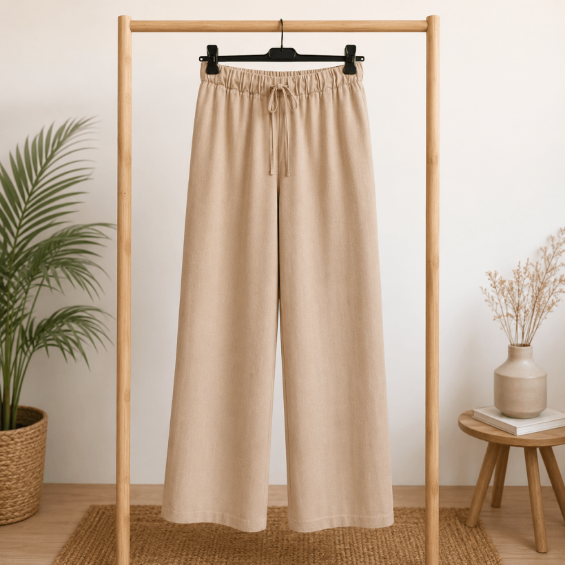 Diego Keten Cepsiz Pantolon Natural - 