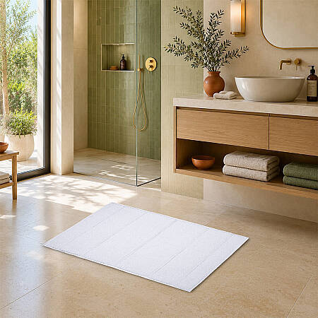 Dora Kaydırmaz Taban Beyaz Banyo Paspası - 50x80 cm 