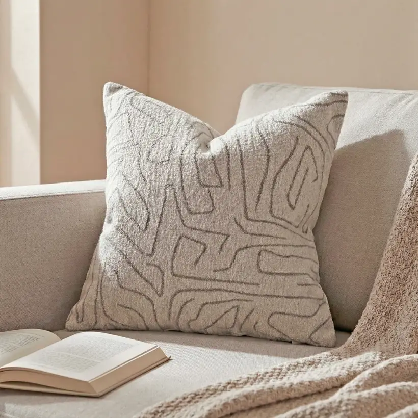Elera Kırlent Kılıfı 45x45 cm Ekru-Gri - 