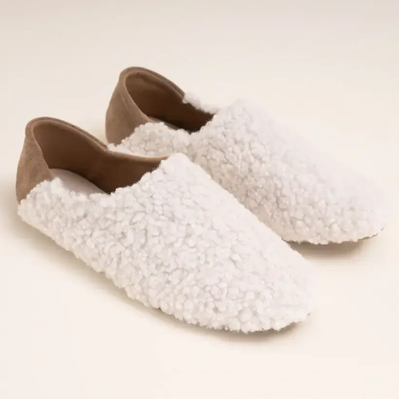 Ev Babeti ve Terlik Taş Rengi 37 Numara - Teddy Serisi - Penelope