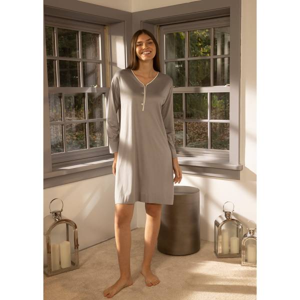 Merserize Viskon Kumaş Gecelik Gri XL - Gaia Serisi - Penelope