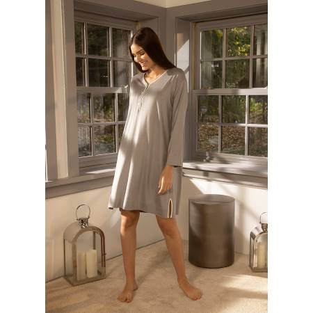 Merserize Viskon Kumaş Gecelik Gri XL - Gaia Serisi - 5