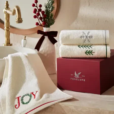 Yılbaşı Temalı %100 Pamuk 3'lü Kutulu Havlu Seti - Joy Box - 1