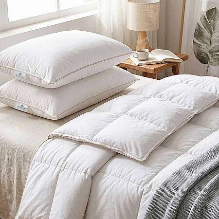 %100 Kaz Tüyü Dolgulu Çift Kişilik Yastık & Yorgan Seti - Dove Serisi - 1