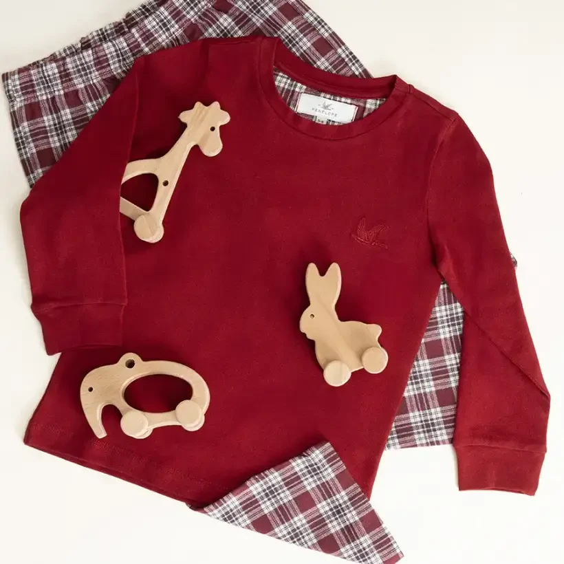 Kız Çocuk Pijama Takımı 7-8 Yaş Bordo - Penelope