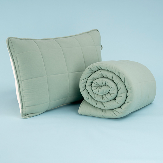 Kullanımı Kolay Çift Kişilik Yastık Alezi Ve Yorgan Seti 220x240 cm Yeşil - Egeo Life Serisi - Othello