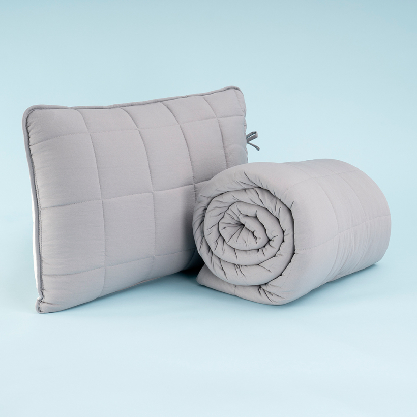 Kullanımı Kolay Tek Kişilik Yastık Alezi Ve Yorgan Seti 170x230 cm Gri - Egeo Life Serisi - Othello