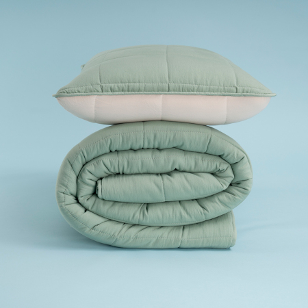 Kullanımı Kolay Tek Kişilik Yastık Alezi Ve Yorgan Seti 170x230 cm Yeşil - Egeo Life Serisi - 2