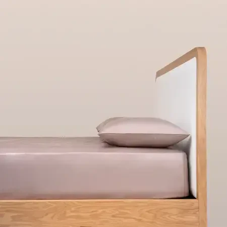 %100 Pamuk Saten Lastikli Çarşaf Seti 200x200 cm Taş - Lia Serisi - 1